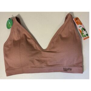 Kindly Yours Bralette Women XXL Brown Sustainable Seamless Plunge Bra NEW